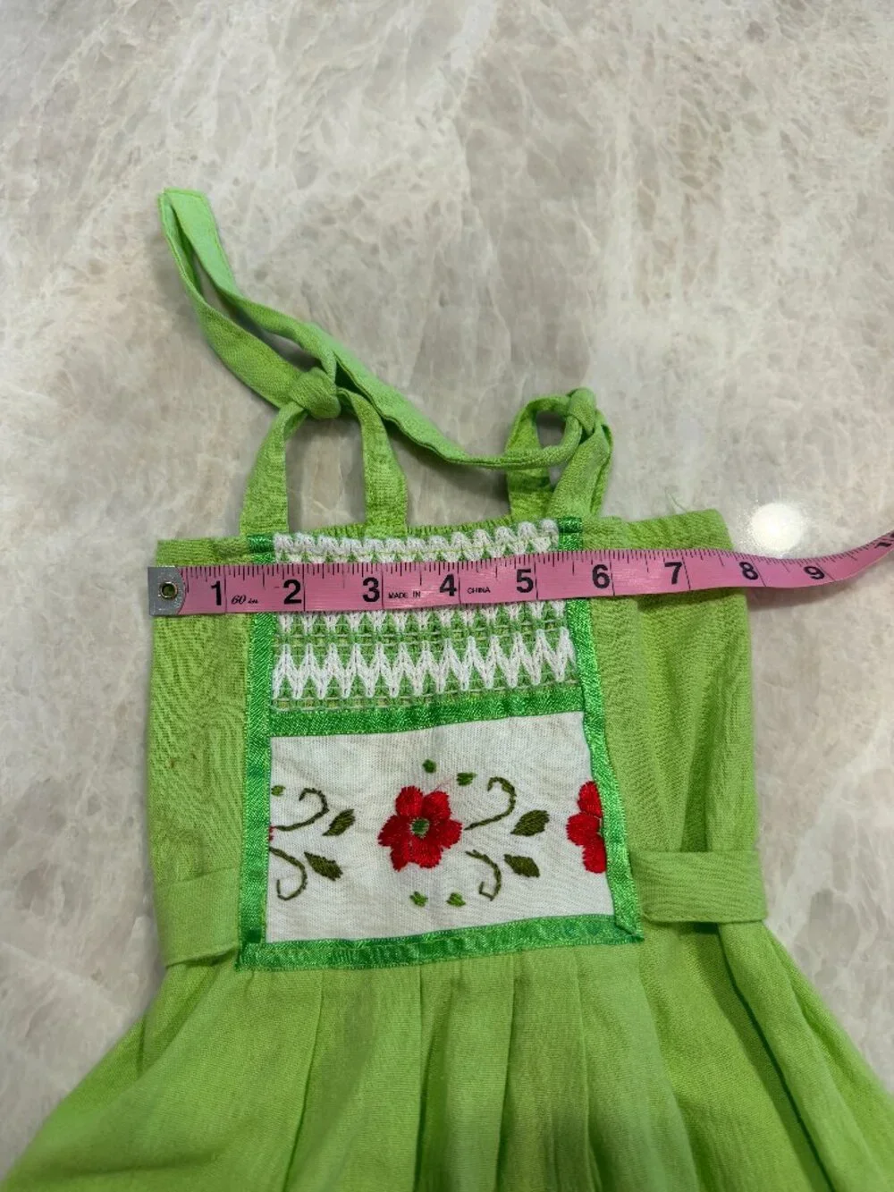 Girls 3T 4T Mexican Embroidered Floral Dress Lime Green Fiesta